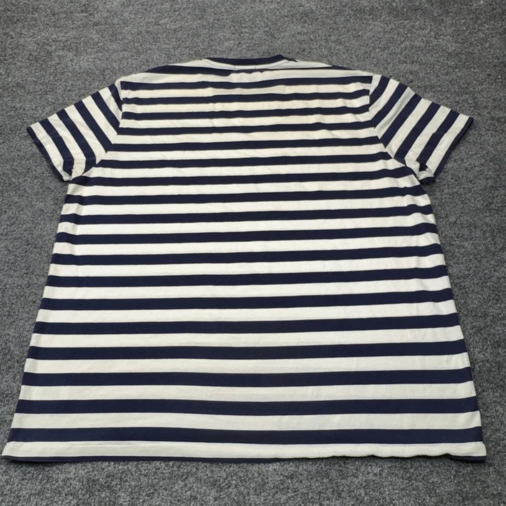 Polo Ralph Lauren T-Shirt Mens XXL Blue White Striped Pony Logo Classic Fit